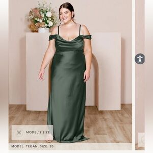 Revelry sienna satin dress olive green
